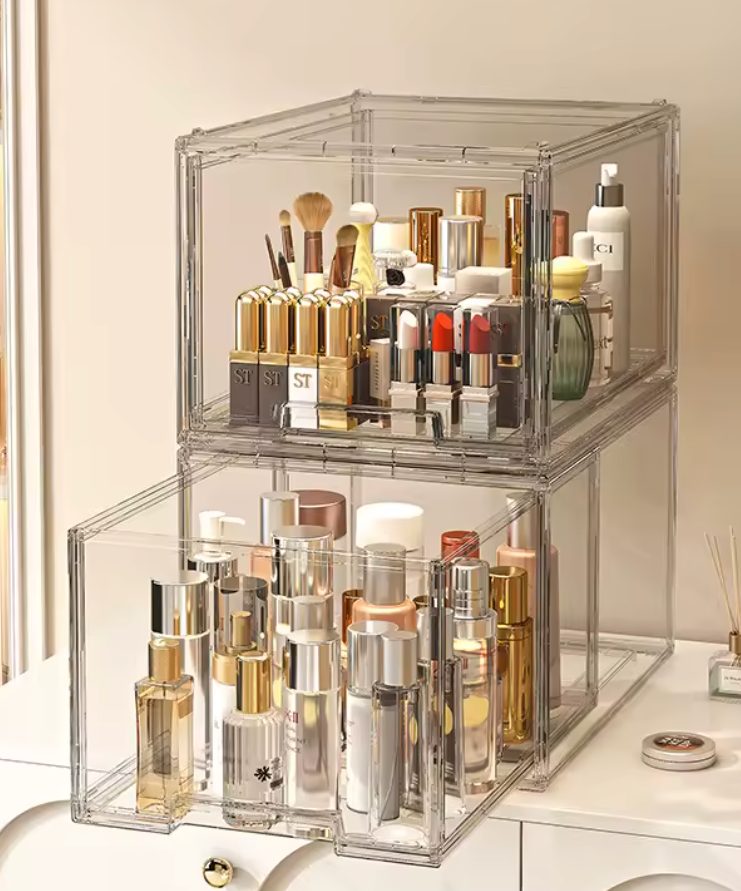 BinWorksHome Large Clear Stackable Drawer Organizer
