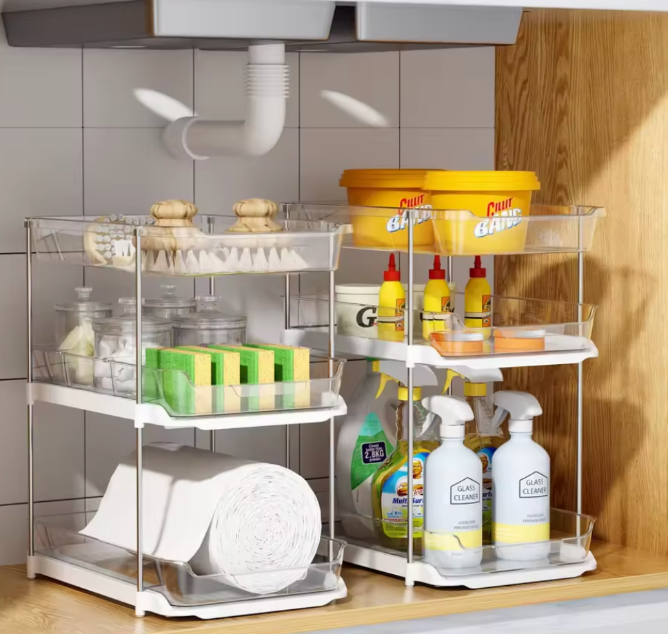 BinWorksHome Clear Under-Sink Organizer | Kitchen, Bathroom & Pantry Storage