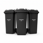 BinWorks Co. Three Black 140L Bin Bundle – three black bins side by side