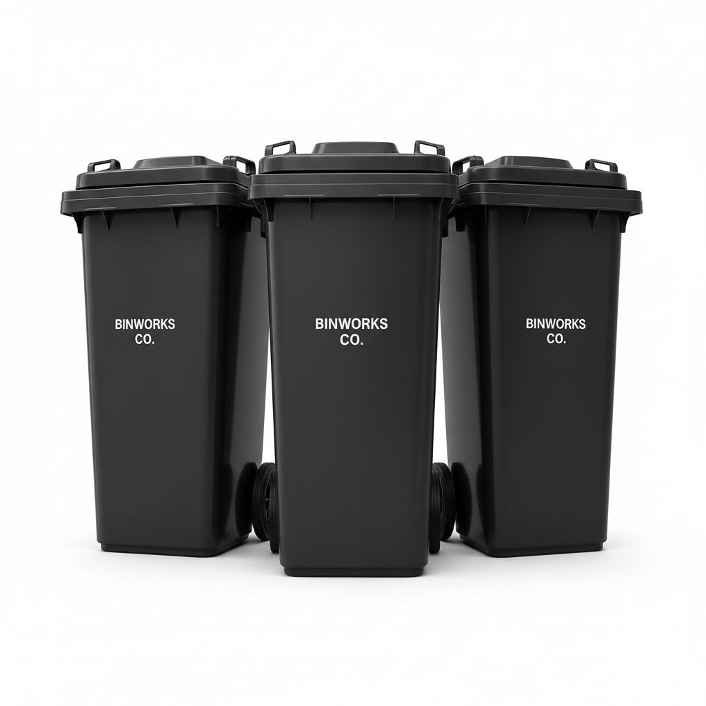 BinWorks Co. Three Black 140L Bin Bundle – three black bins side by side