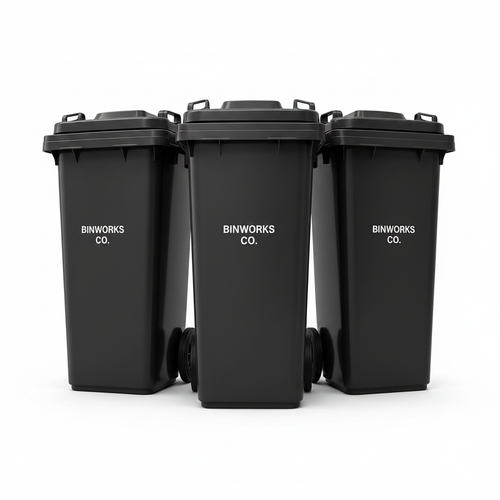 BinWorks Co. Three Black 140L Bin Bundle – three black bins side by side