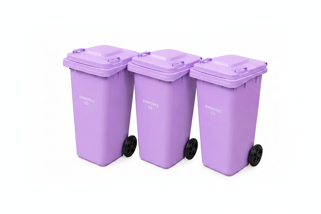 Three Purple 140L Recycling Bin Bundle – BinWorks Co.