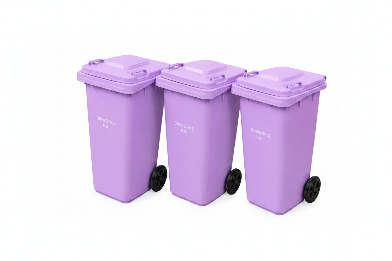 Three Purple 140L Recycling Bin Bundle – BinWorks Co.